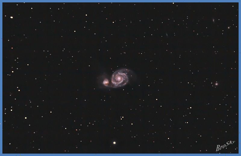 M51_210309.jpg -    Objekt: M51 - Whirlpool Galaxie    Sternbild: Ursa Major - großer Bär Aufnahmeort: Bollensen Aufnahmedatum: 21.03.2009 Belichtung: 14 x 300 sec Optik: 127 mm Meade Triplett Apo Kamera: Canon 400D Astro mit Lumicon Deep Sky Filter 