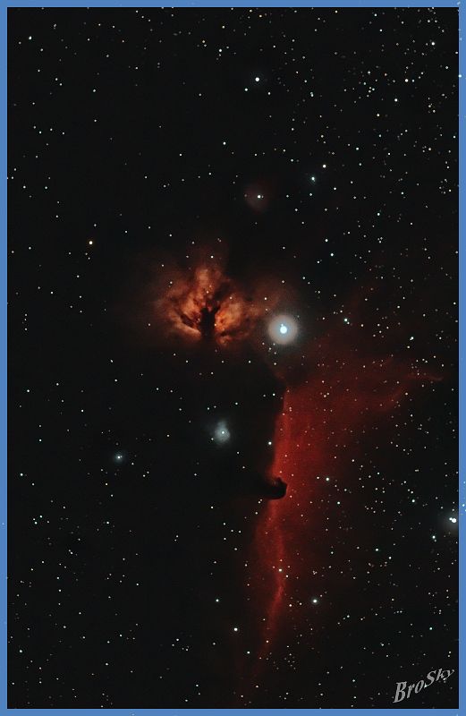 NGC2024_280209.jpg -    Objekt: NGC2024 - Flammennebel mit Pferdekopfnebel    Sternbild: Orion - Orion Aufnahmeort: Senden Aufnahmedatum: 28.02.2009 Belichtung: 6 x 300 sec Optik: Pentax SDHF 75 mm Kamera: Canon 400D Astro mit Lumicon Deep Sky Filter 