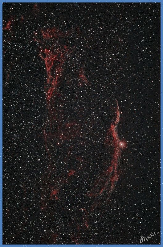 NGC6960_190809.jpg -    Objekt: NGC6960 - Cirrusnebel (westlicher Teil)    Sternbild: Cygnus - Schwan Aufnahmeort: Senden Aufnahmedatum: 19.08.2009 Belichtung: 18 x 300 sec Optik: Pentax SDHF 75 mm Kamera: Canon 400D Astro mit Lumicon Deep Sky Filter 