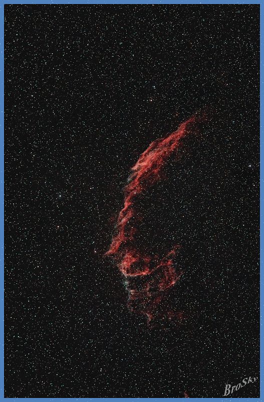 NGC6992_150809.jpg -    Objekt: NGC6992 - Cirrusnebel (östlicher Teil)    Sternbild: Cygnus - Schwan Aufnahmeort: Senden Aufnahmedatum: 15.08.2009 Belichtung: 7 x 300 sec Optik: Pentax SDHF 75 mm Kamera: Canon 400D Astro mit Lumicon Deep Sky Filter 